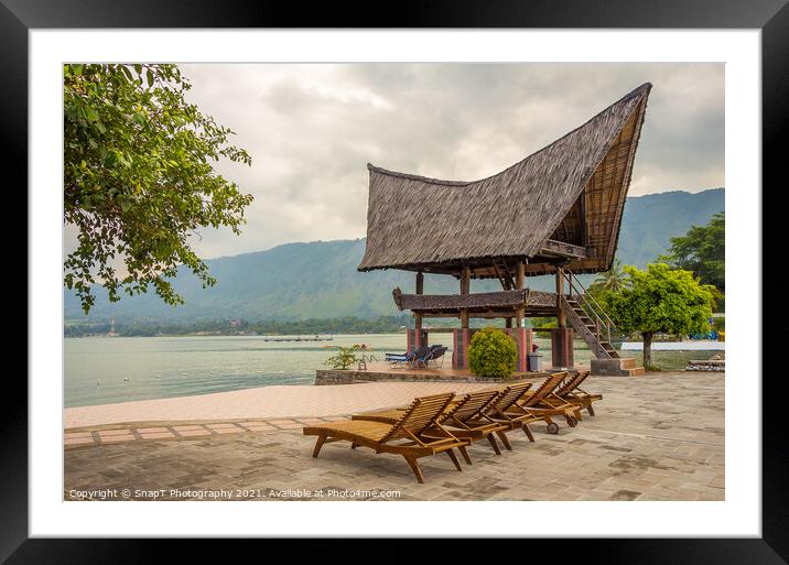 A view from the shoreline of Lake Toba, North Sumatra, Indonesia Framed Mounted Print by SnapT Photography