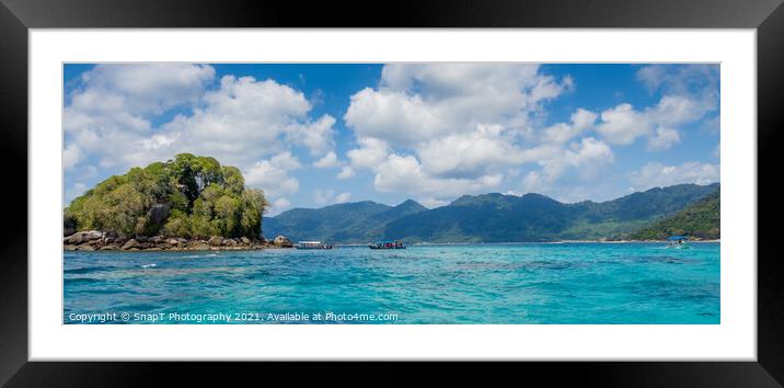 The blue turquoise waters off Palua Rengis, Tiomen Island, Malaysia Framed Mounted Print by SnapT Photography