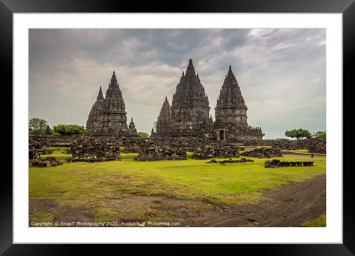 Prambanan hindu temple on a cloudy evening in Yogyakarta, Indonesia Framed Mounted Print by SnapT Photography