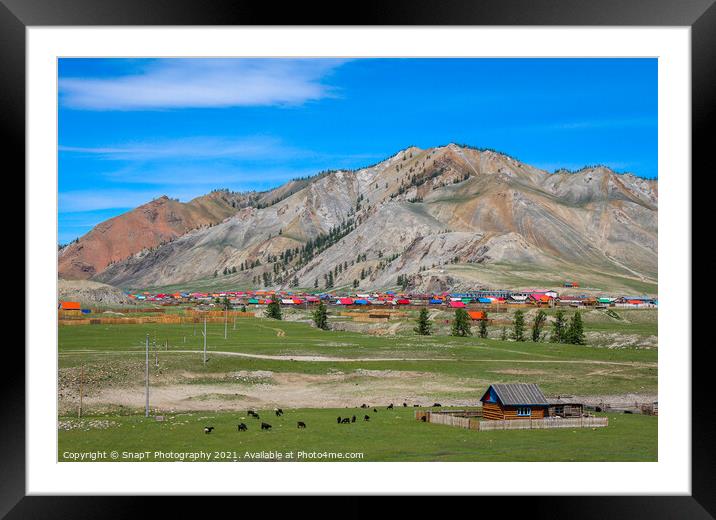 Remote Mongolian town of Altraga on a summers day Framed Mounted Print by SnapT Photography