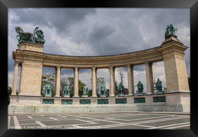 Heroes Square on a cloudy summers day in Budapest, Hungary Framed Print by SnapT Photography