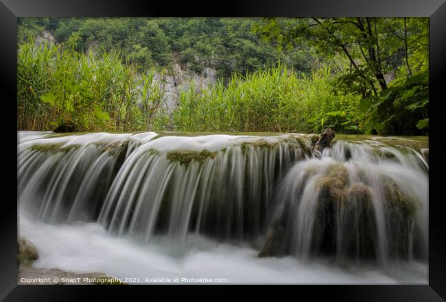 Long exposure of a waterfall at Plitvice Lakes, UNESCO World Heritage Site Framed Print by SnapT Photography