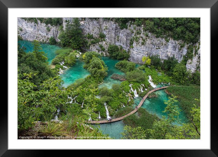 A view over a series of lakes and waterfalls at Plitvice Lakes, Croatia Framed Mounted Print by SnapT Photography