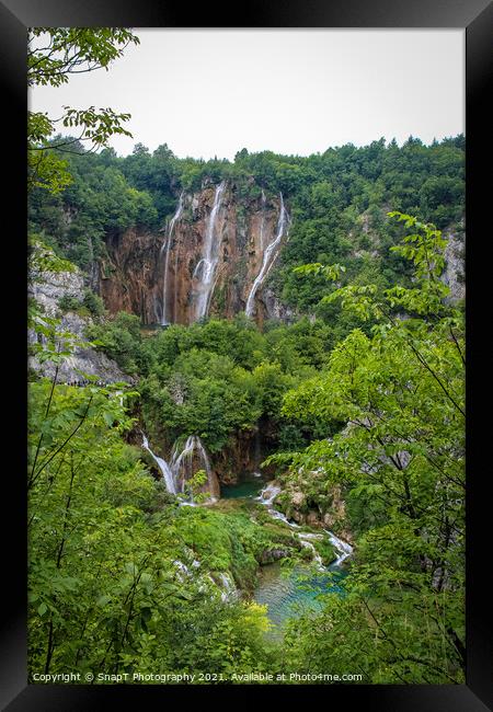 A series of large waterfalls at Plitvice Lakes, UNESCO World Heritage Site Framed Print by SnapT Photography
