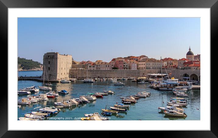 A view over Dubrovnik harbour and the old town on a summer afternoon, Croatia Framed Mounted Print by SnapT Photography