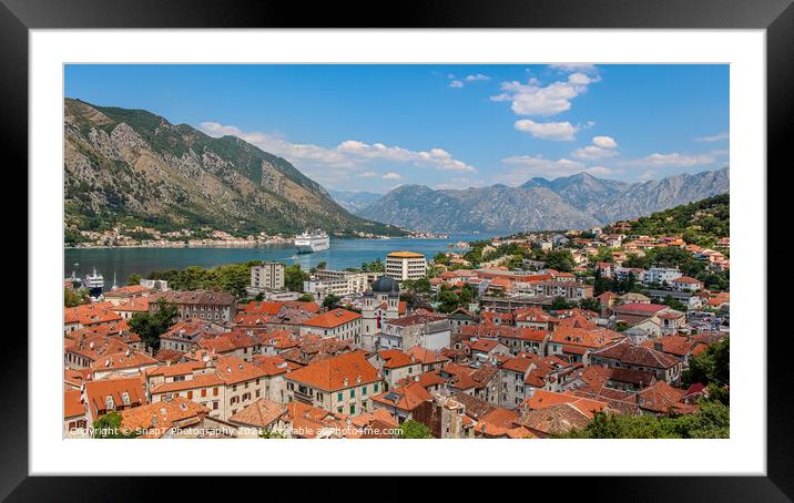 The old town of Kotor by the sea at Kotor Bay, Montenegro Framed Mounted Print by SnapT Photography