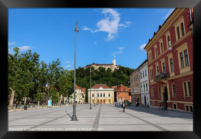 The park at Congress Square in the center of Ljubljana on a summers day Framed Print by SnapT Photography