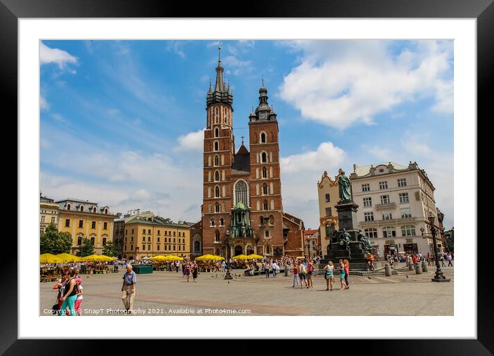 St. Mary's Basilica Church at the Main Market squaare in the old town of Krakow, Poland Framed Mounted Print by SnapT Photography