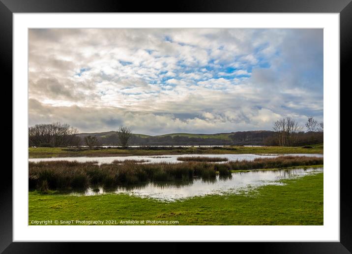 Flooded marshland at Loch Ken in winter near Parton, Galloway, Scotland Framed Mounted Print by SnapT Photography