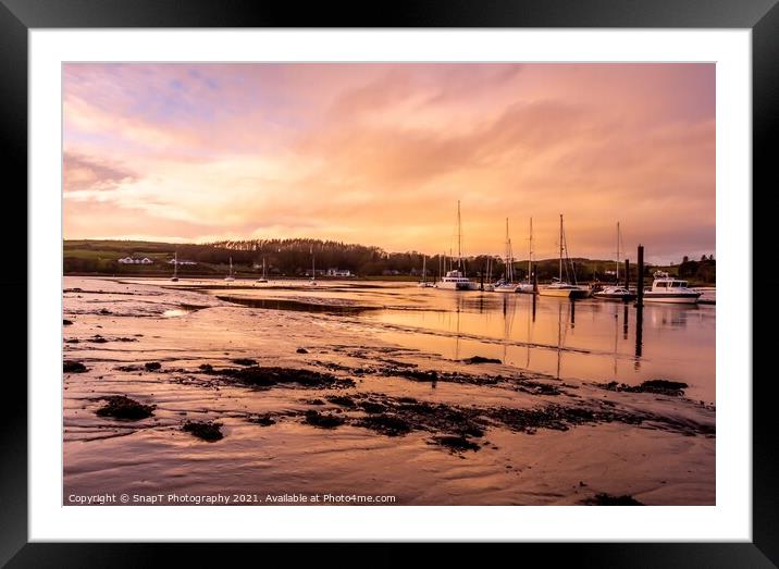 Golden Sunset over the River Dee estuary and Kirkcudbright marina Framed Mounted Print by SnapT Photography