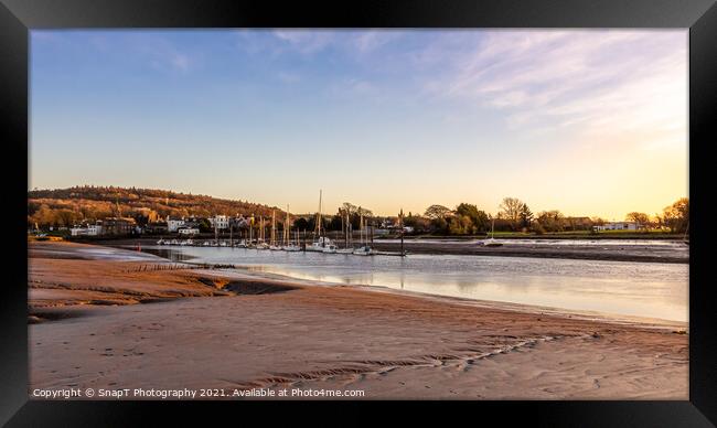 Low tide and mudflats on the River Dee estuary at Kirkcudbright during sunset Framed Print by SnapT Photography