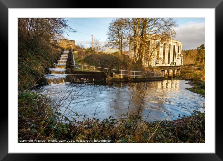 Earlstoun salmon ladder or fish pass, at Earlstoun Power Station and Dam, on the Water of Ken, Galloway Hydro Electric Scheme, Scotland Framed Mounted Print by SnapT Photography