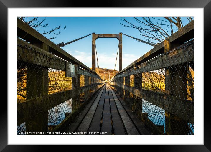 Boat Weil Wooden Suspension Bridge over the Water of Ken, Scotland Framed Mounted Print by SnapT Photography