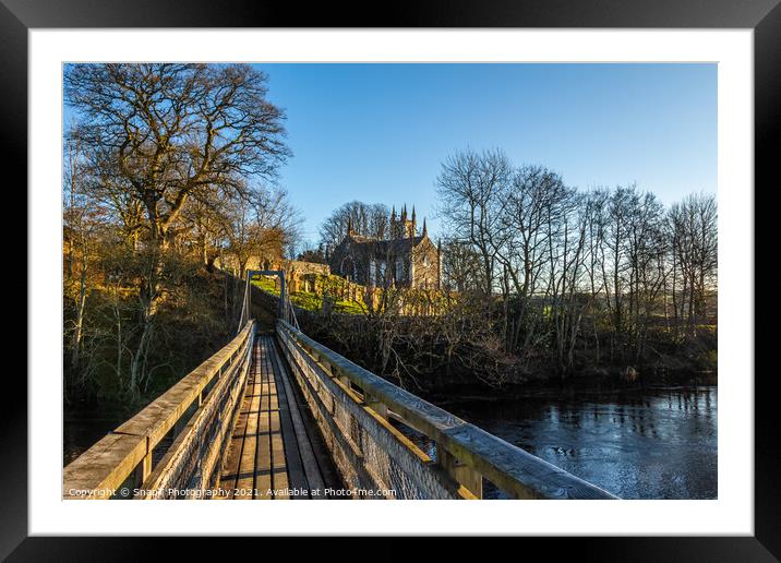 Boat Weil Wooden Suspension Bridge over the Water of Ken, Scotland Framed Mounted Print by SnapT Photography