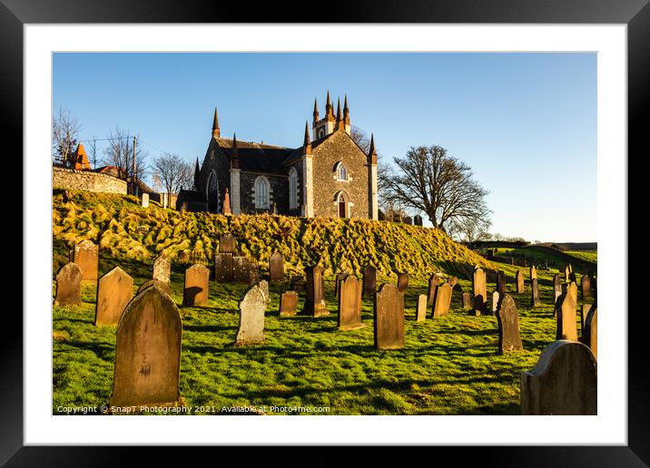 Dalry Parish Church and Graveyard at sunset, Dumfries and Galloway, Scotland Framed Mounted Print by SnapT Photography