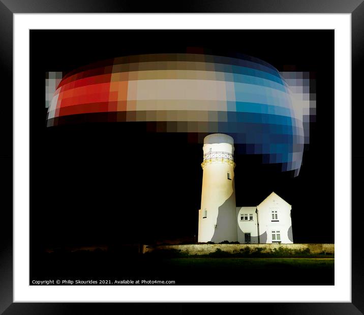 Hunstanton lighthouse lightpainted Framed Mounted Print by Philip Skourides