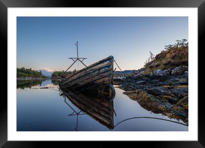 Boatwreck in Badachro Framed Mounted Print by James Catley