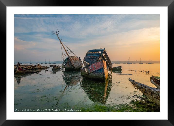 Pin Mill Sunrise Framed Mounted Print by James Catley