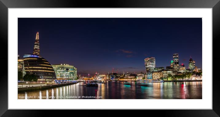 Thames Panorama at night London Framed Mounted Print by James Catley