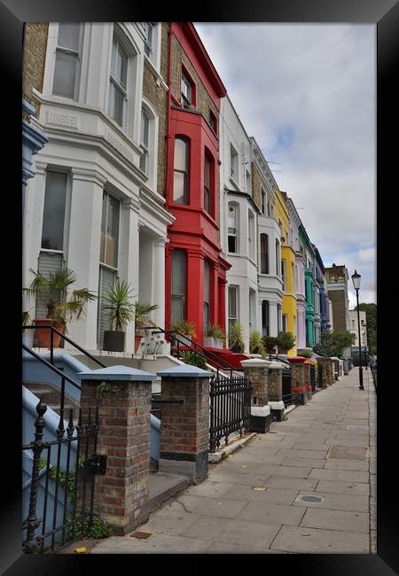 Notting Hill Colourful Houses Framed Print by Emily Koutrou