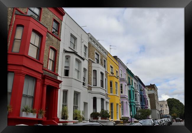 Notting Hill Colourful Houses Framed Print by Emily Koutrou