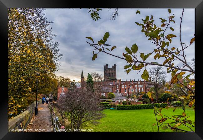 Chester Roman Wall during Autumn Framed Print by Phil Longfoot