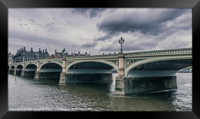 Westminster Bridge London Framed Print by Phil Longfoot