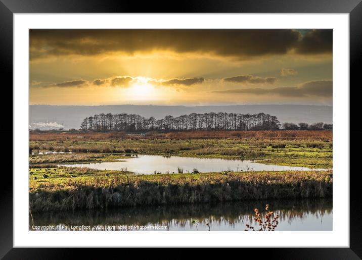 Sunset over the wetlands Framed Mounted Print by Phil Longfoot
