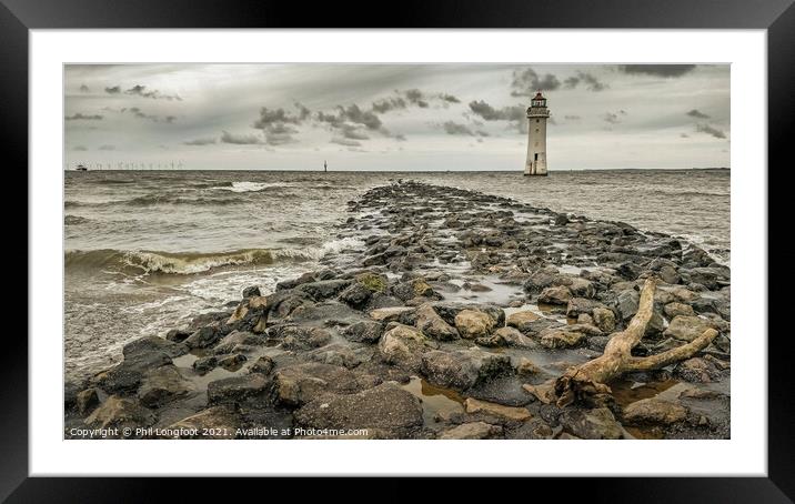 New Brighton Wirral at the turn of the tide. Framed Mounted Print by Phil Longfoot