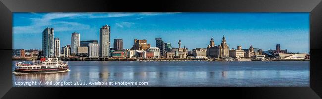 Liverpool Famous Waterfront and Ferry Panorama  Framed Print by Phil Longfoot