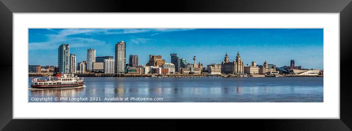 Liverpool Famous Waterfront and Ferry Panorama  Framed Mounted Print by Phil Longfoot