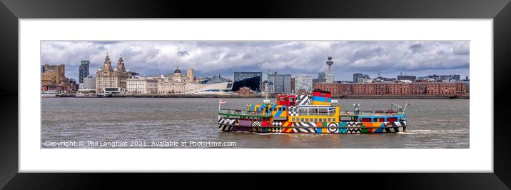 Liverpool Ferry and Waterfront panorama  Framed Mounted Print by Phil Longfoot