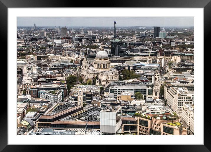 City of London from the Sky Garden Framed Mounted Print by Phil Longfoot