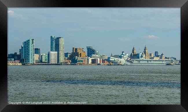 HMS Queen Elizabeth berthed at Liverpool Waterfront  Framed Print by Phil Longfoot