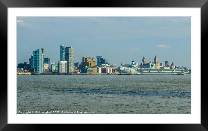 HMS Queen Elizabeth berthed at Liverpool Waterfront  Framed Mounted Print by Phil Longfoot