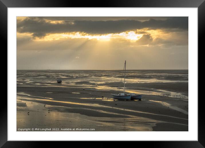 Beautiful sunset rays over Liverpool Bay  Framed Mounted Print by Phil Longfoot