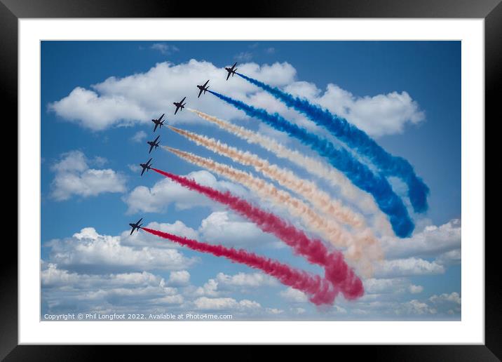 Multicoloured trails by the Red Arrows Framed Mounted Print by Phil Longfoot