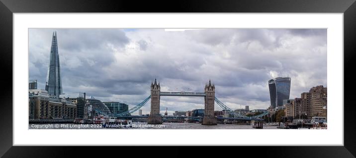 River Thames scene near the Shard and Tower Bridge Framed Mounted Print by Phil Longfoot