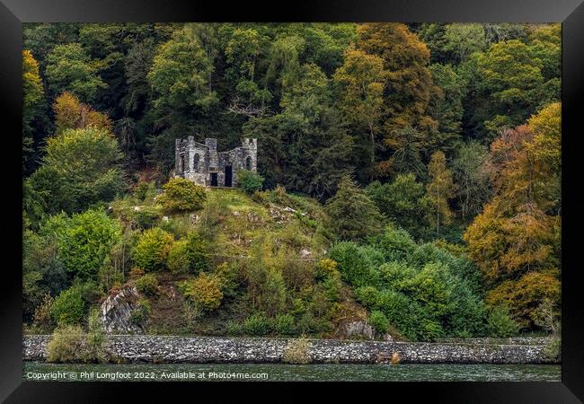 Old Fort on the Autumnal shore of Lake Windermere Framed Print by Phil Longfoot