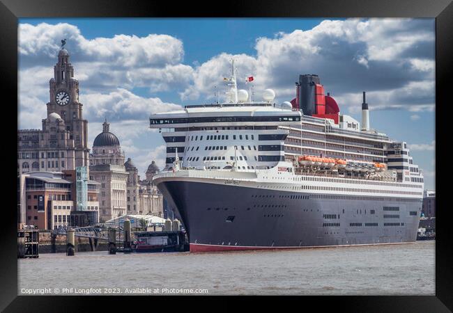 RMS Queen Mary 2 berthed at Liverpool Cruise Terminal  Framed Print by Phil Longfoot