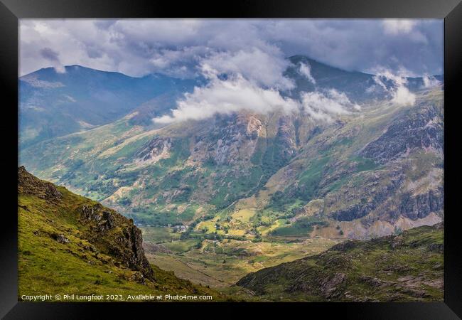 Llanberis Pass viewed from Snowdon Snowdonia Wales Framed Print by Phil Longfoot