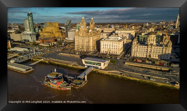 Liverpool Waterfront and Mersey Ferry at Golden Ho Framed Print by Phil Longfoot