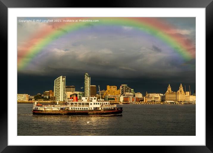 Mersey Ferry with the famous Liverpool Waterfront  Framed Mounted Print by Phil Longfoot