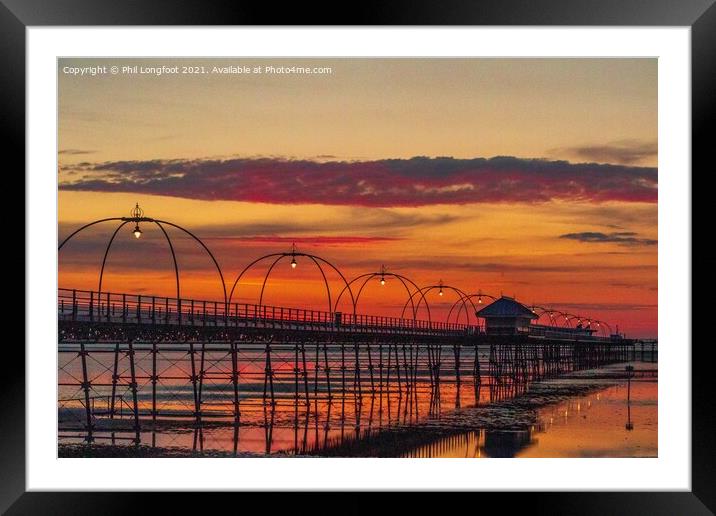 Southport Pier sunset  Framed Mounted Print by Phil Longfoot