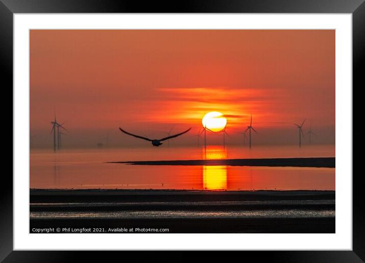 Sunset over Liverpool Bay Framed Mounted Print by Phil Longfoot