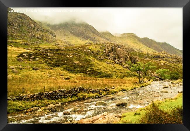 Llanberis Pass on a overcast day.  Framed Print by Phil Longfoot