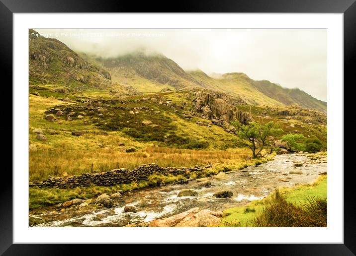 Llanberis Pass on a overcast day.  Framed Mounted Print by Phil Longfoot
