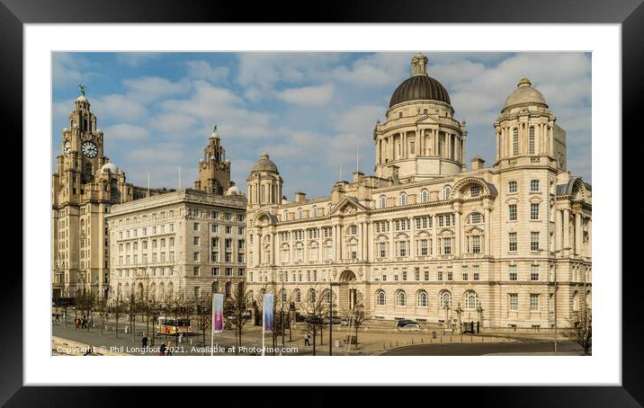 Liverpool Famous Waterfront Buildings Framed Mounted Print by Phil Longfoot