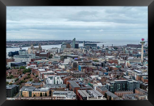 Liverpool City view from the tower of Liverpool Cathedral  Framed Print by Phil Longfoot