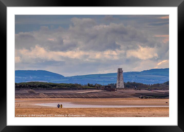Beautiful coastline and lighthouse Leasowe Wirral  Framed Mounted Print by Phil Longfoot